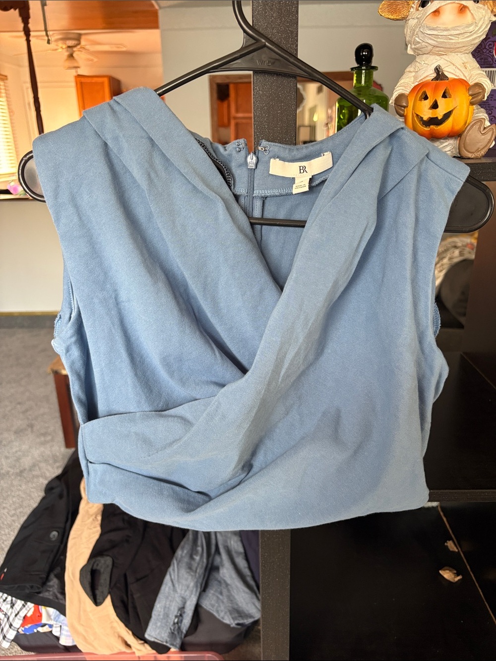 Banana Republic Dusty Blue Draped V-Neck Sleeveless Camisole